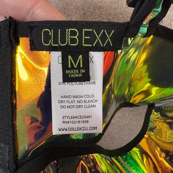 Dolls Kill Holographic Lace Crop Top - Picture 5 of 8